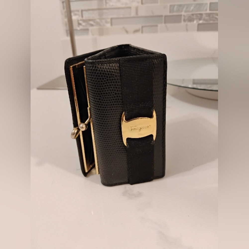 EUC Salvatore Ferragamo Wallet - Black Compact Textured Leather - Picture 7 of 16